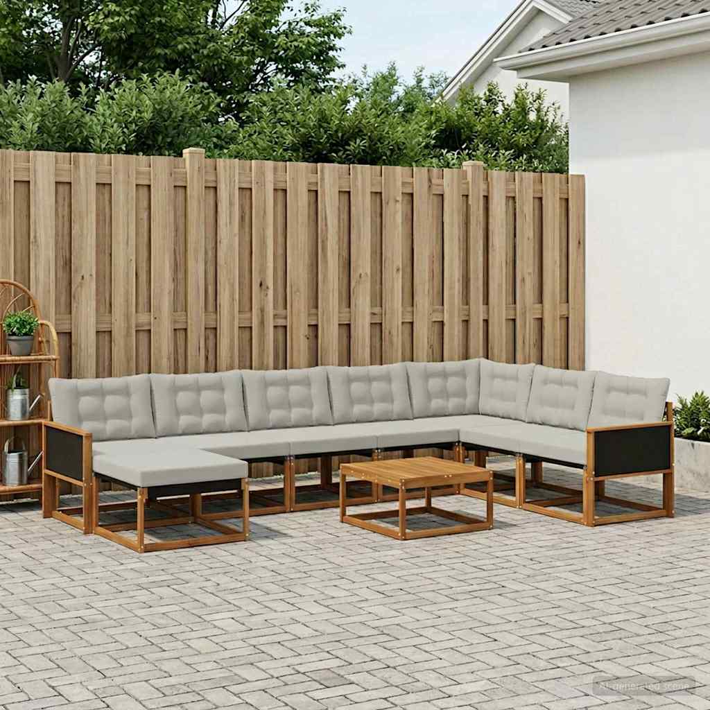Conjunto de sofás de exterior 9 pcs Blanco y Crema