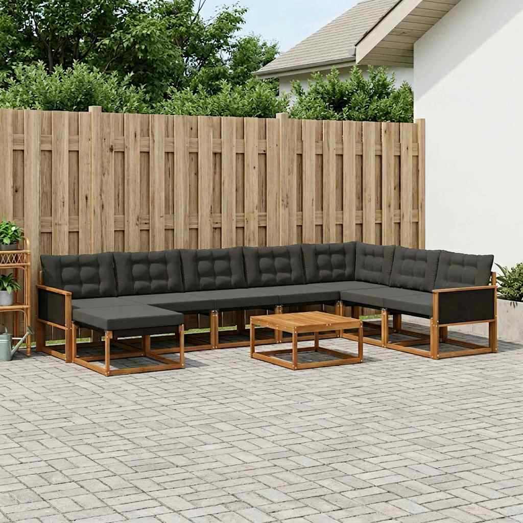 Conjunto de sofás de exterior 9 pcs Blanco y Crema