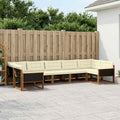Conjunto de sofás de exterior con cojín 7 pcs Natural y Crema