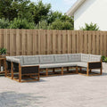 Conjunto de sofás de exterior 7 pcs Natural y Gris Claro