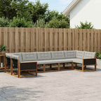 Conjunto de sofás de exterior 7 pcs Natural y Gris Claro