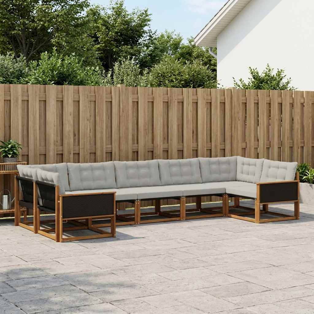 Conjunto de sofás de exterior 7 pcs Natural y Gris Claro