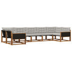 Conjunto de sofás de exterior 7 pcs Natural y Gris Claro