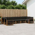 Conjunto de sofás de exterior con cojín 7 pcs Natural y negro
