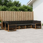Conjunto de sofás de exterior con cojín 7 pcs Natural y negro