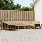 Conjunto de sofás de exterior con cojín 7 pcs Natural y Beige