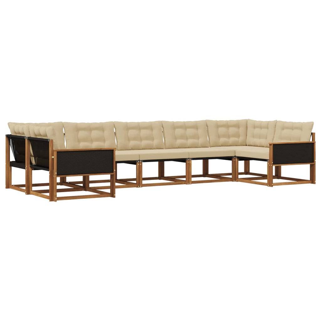 Conjunto de sofás de exterior con cojín 7 pcs Natural y Beige