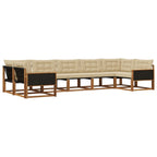 Conjunto de sofás de exterior con cojín 7 pcs Natural y Beige