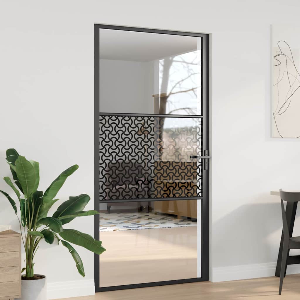 Puerta de Vidrio Calado Negro 102,5 x 3,5 x 201,5 cm Aluminio