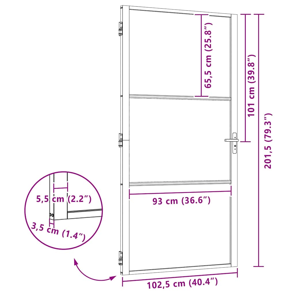 Puerta de Vidrio Calado Negro 102,5 x 3,5 x 201,5 cm Aluminio