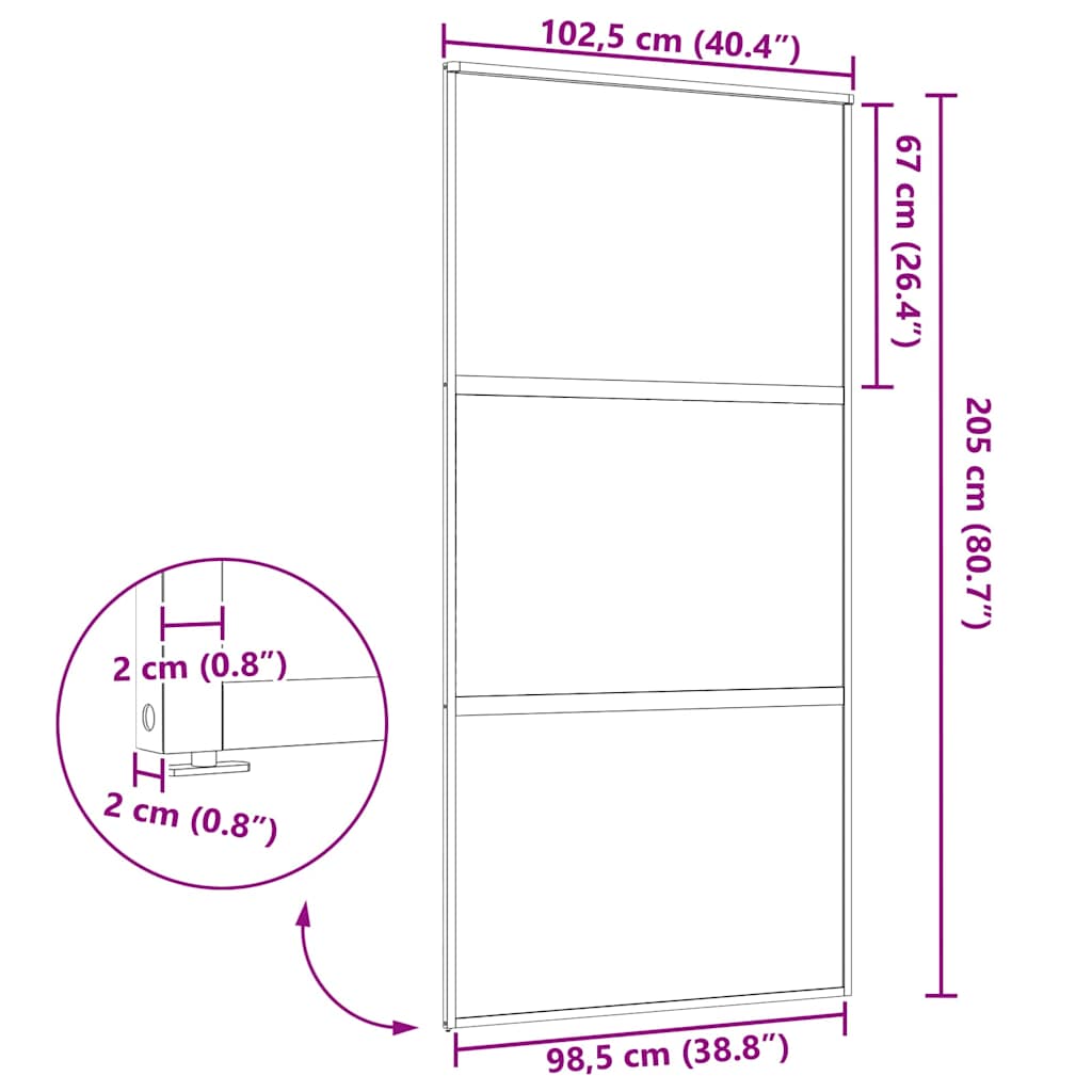 Puerta de Vidrio Calado Negro 102,5 x 2 x 205 cm Aluminio