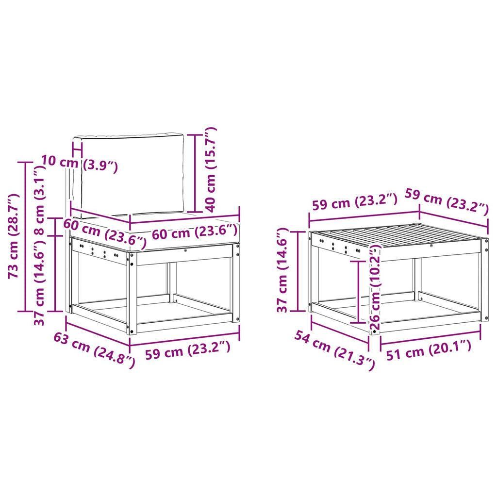 Conjunto de sofás de exterior con cojín 4 pcs
