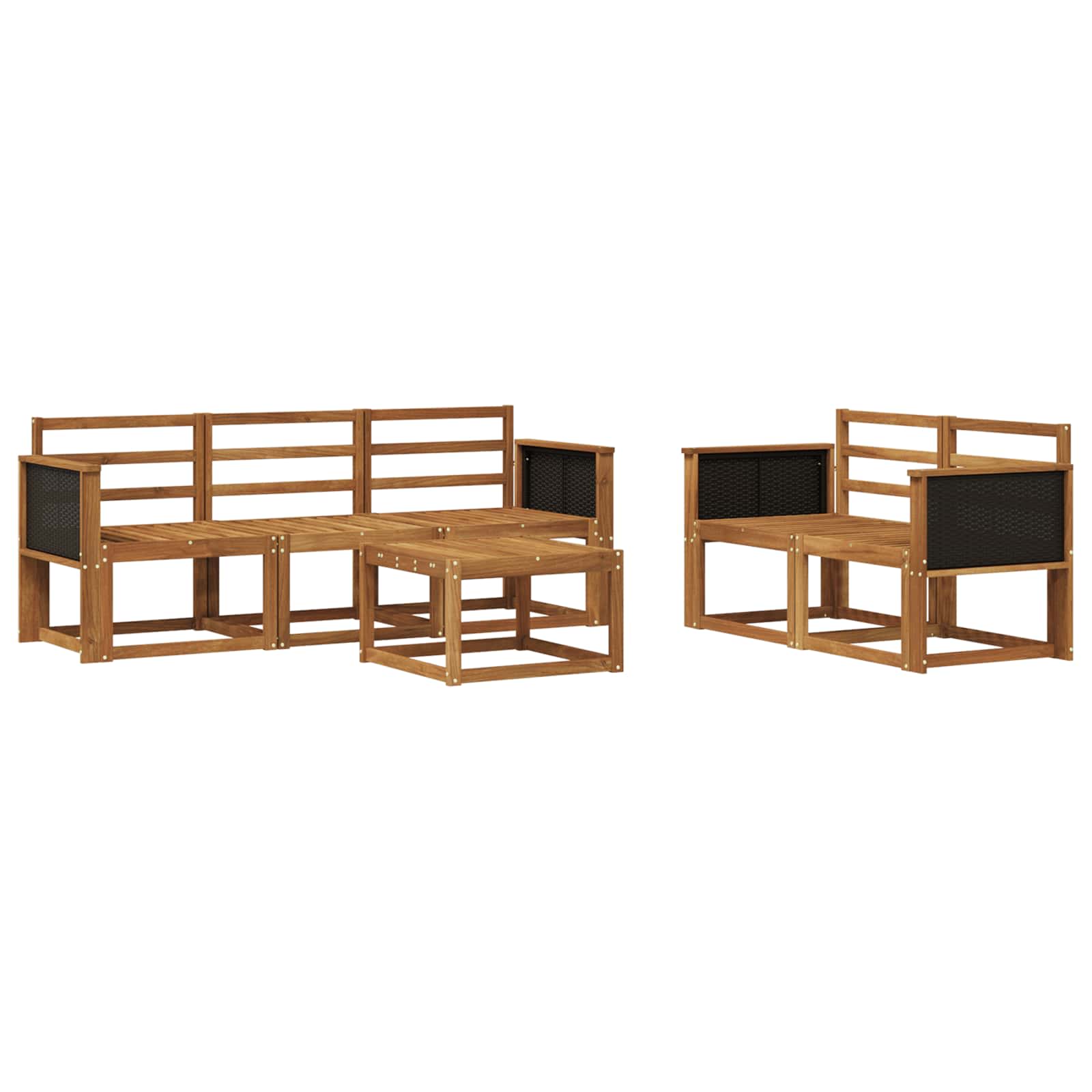 Conjunto de sofás de exterior 6 pcs Natural