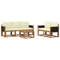 Conjunto de sofás de exterior con cojín 6 pcs Natural y Crema
