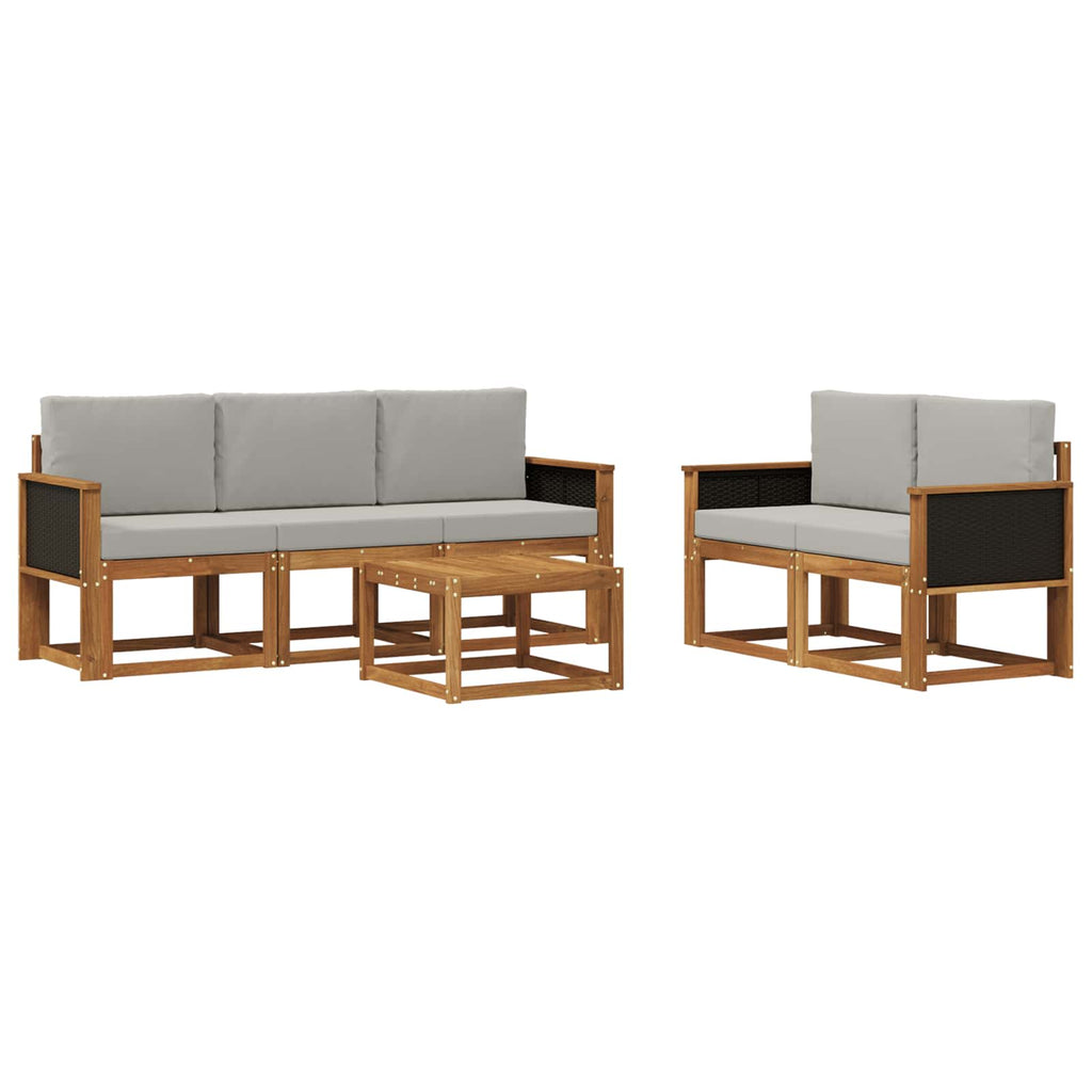 Conjunto de sofás de exterior 6 pcs Natural y Gris Claro