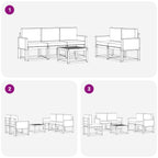 Conjunto de sofás de exterior 6 pcs Natural y Antracita