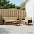 Conjunto de sofás de exterior con cojín 6 pcs Natural