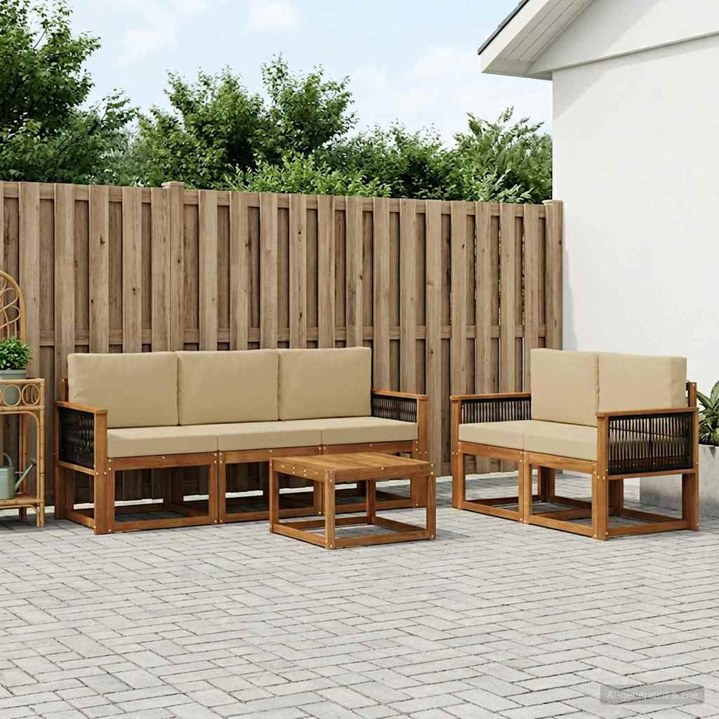 Conjunto de sofás de exterior con cojín 6 pcs