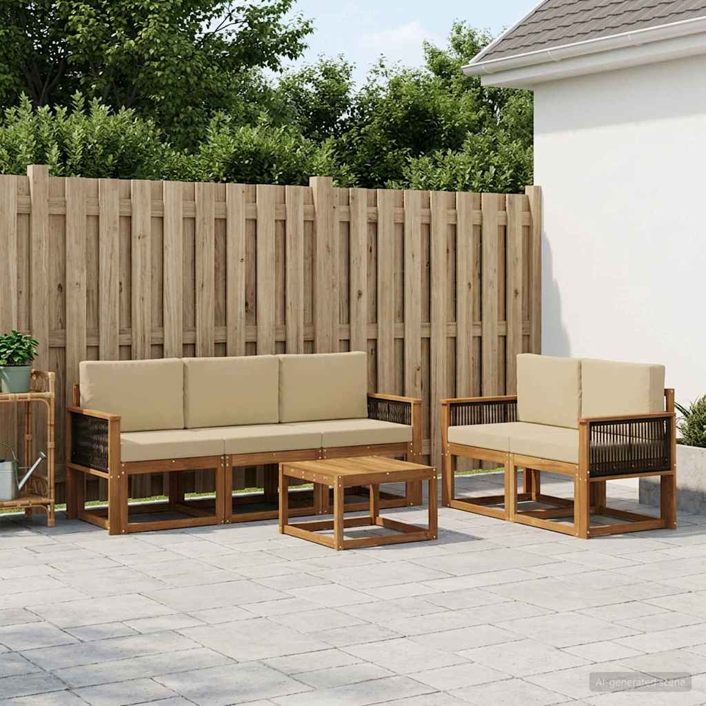 Conjunto de sofás de exterior con cojín 6 pcs
