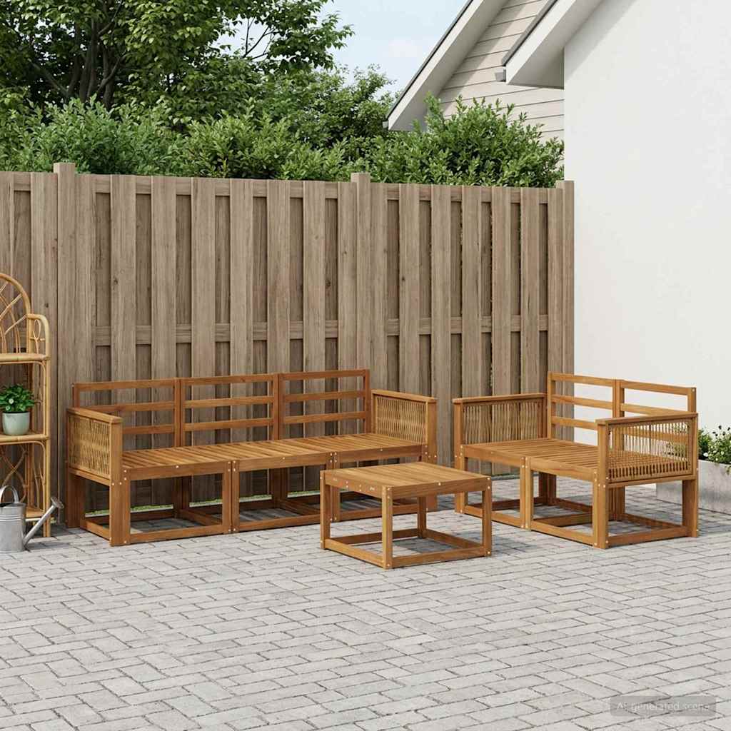 Conjunto de sofás de exterior 6 pcs Natural
