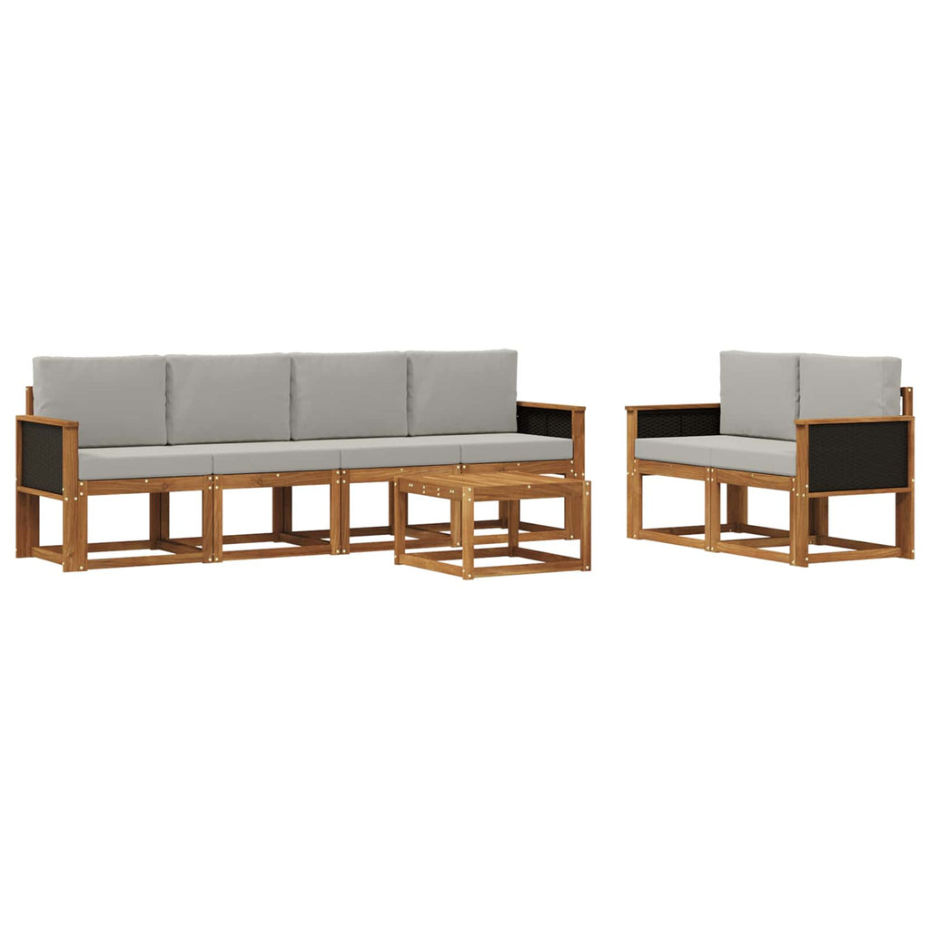 Conjunto de sofás de exterior 6 pcs Natural y Gris Claro