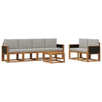 Conjunto de sofás de exterior 6 pcs Natural y Gris Claro