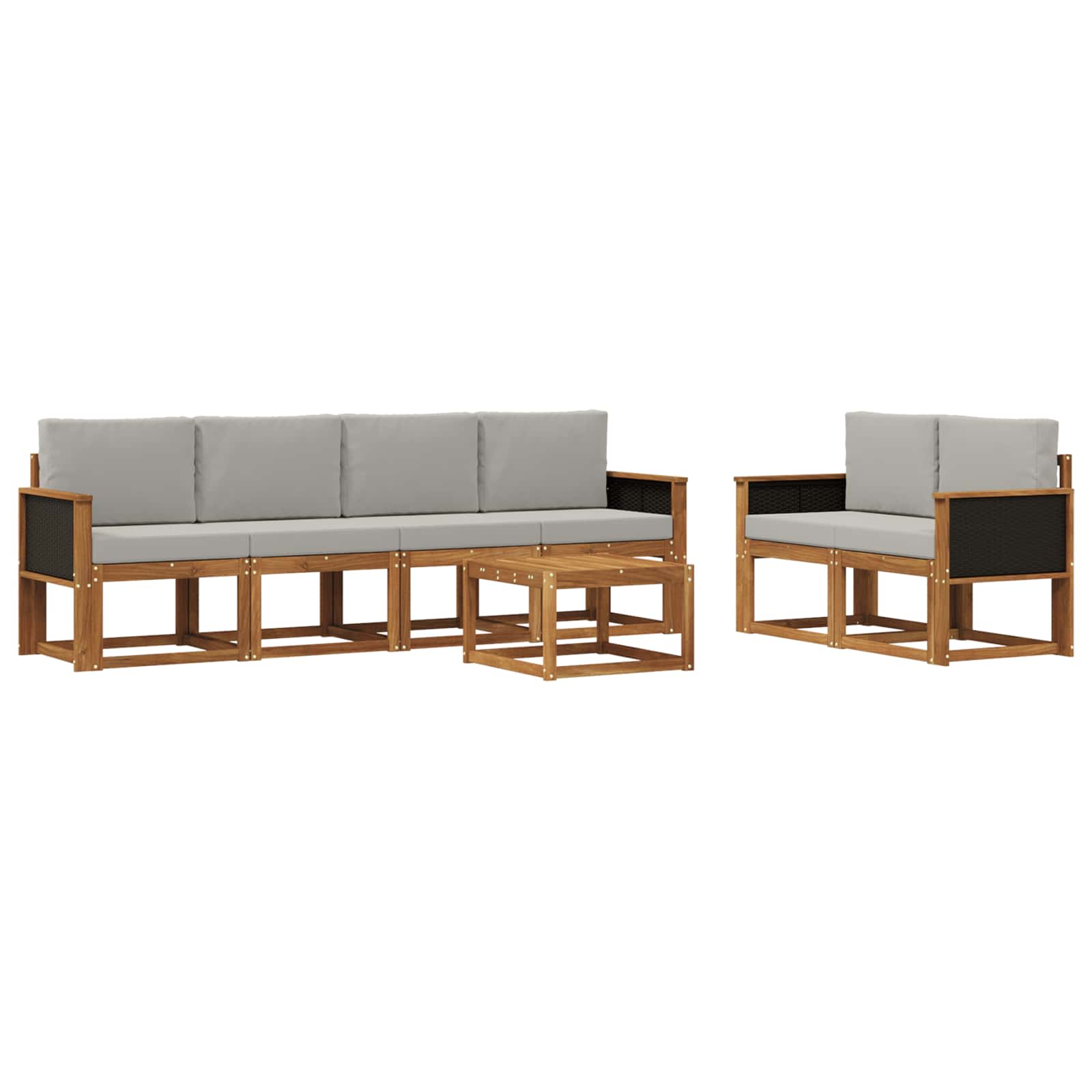 Conjunto de sofás de exterior 6 pcs Natural y Gris Claro
