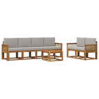 Conjunto de sofás de exterior 7 pcs Natural y Gris Claro
