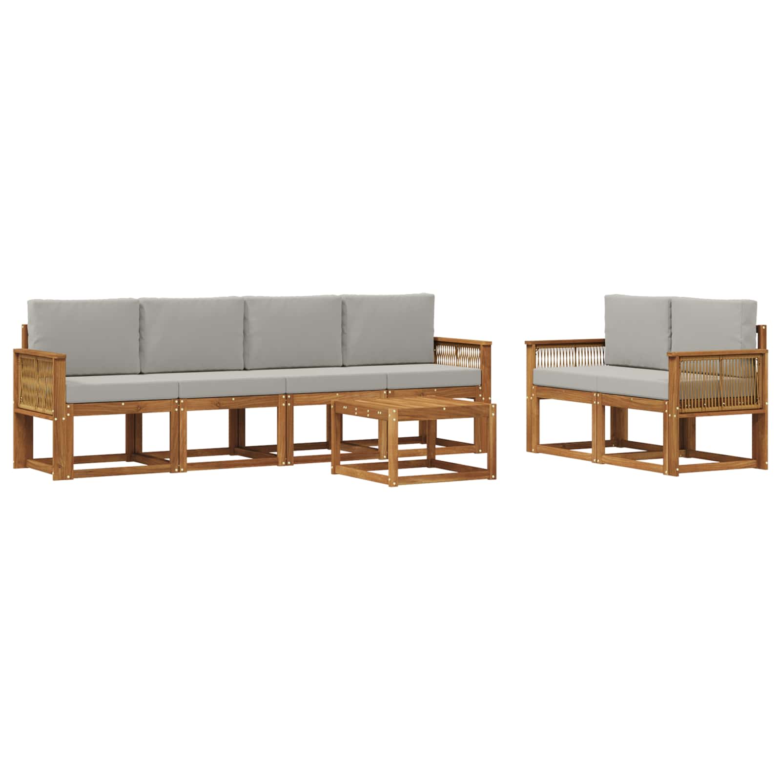 Conjunto de sofás de exterior 7 pcs Natural y Gris Claro