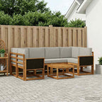 Conjunto de sofás de exterior 5 pcs Natural y Gris Claro
