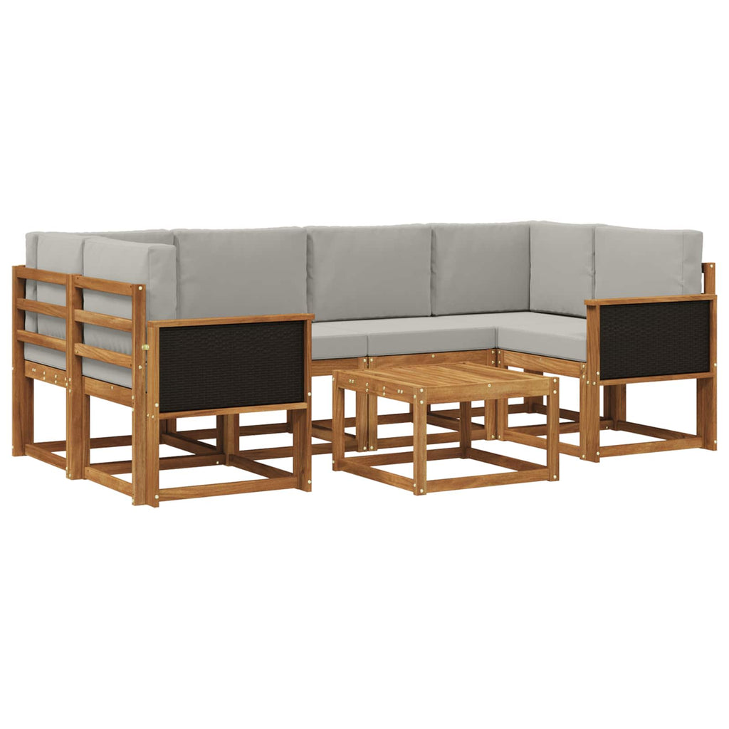 Conjunto de sofás de exterior 5 pcs Natural y Gris Claro