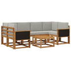 Conjunto de sofás de exterior 5 pcs Natural y Gris Claro