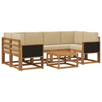 Conjunto de sofás de exterior con cojín 5 pcs Natural