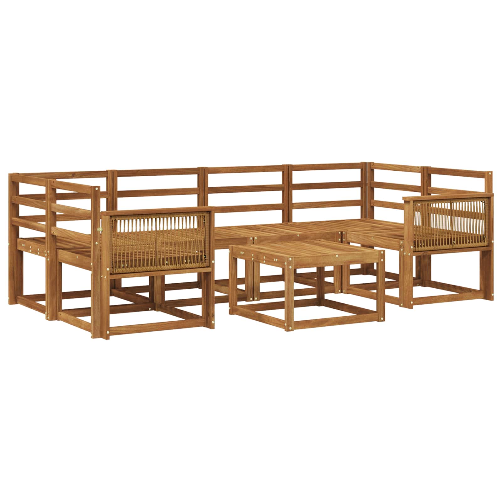 Conjunto de sofás de exterior 7 pcs Natural
