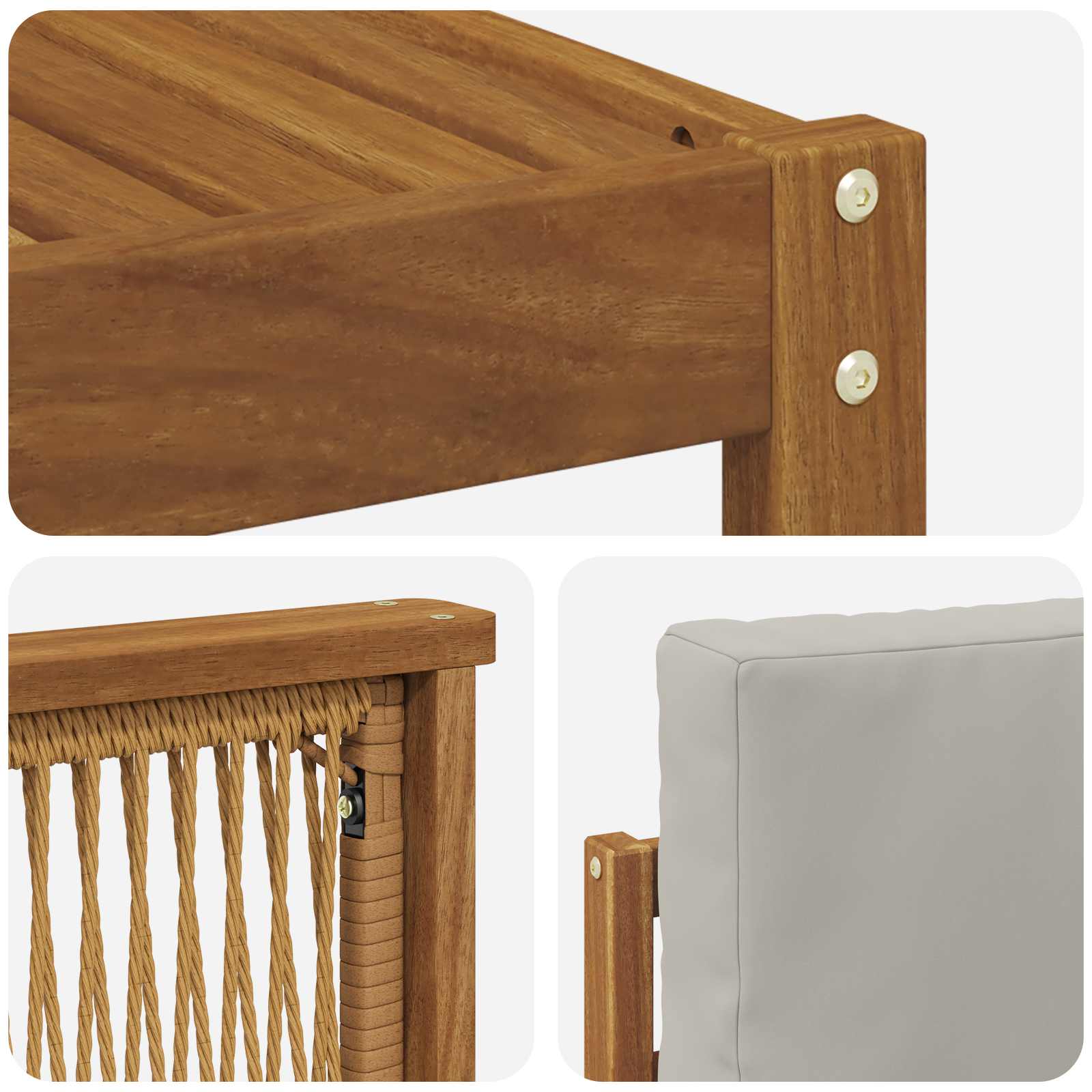 Conjunto de sofás de exterior 7 pcs Natural y Gris Claro