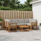 Conjunto de sofás de exterior 7 pcs Natural y Gris Claro