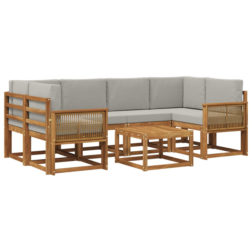 Conjunto de sofás de exterior 7 pcs Natural y Gris Claro