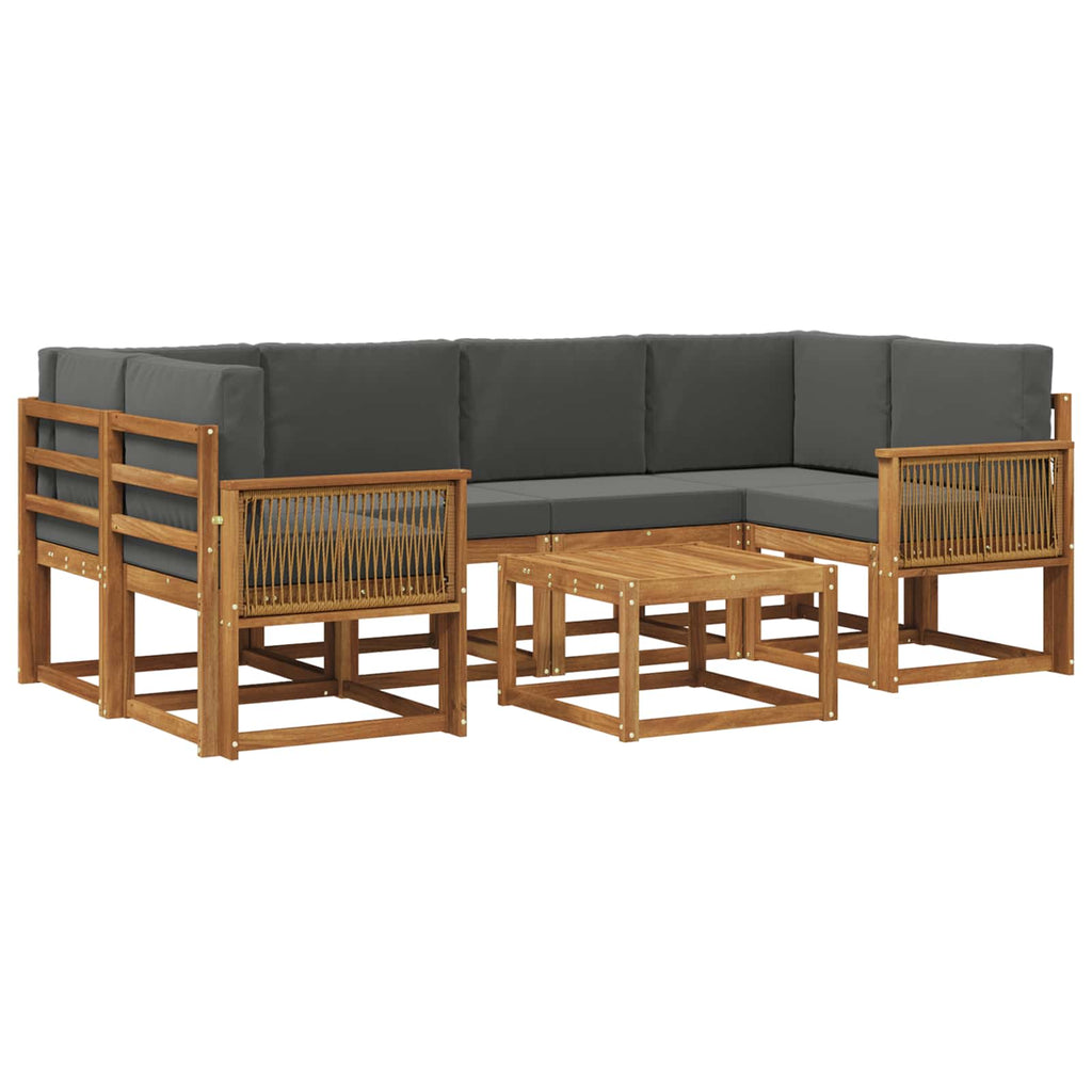Conjunto de sofás de exterior 7 pcs Natural y Antracita