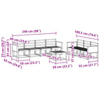 Conjunto de sofás de exterior 7 pcs Natural