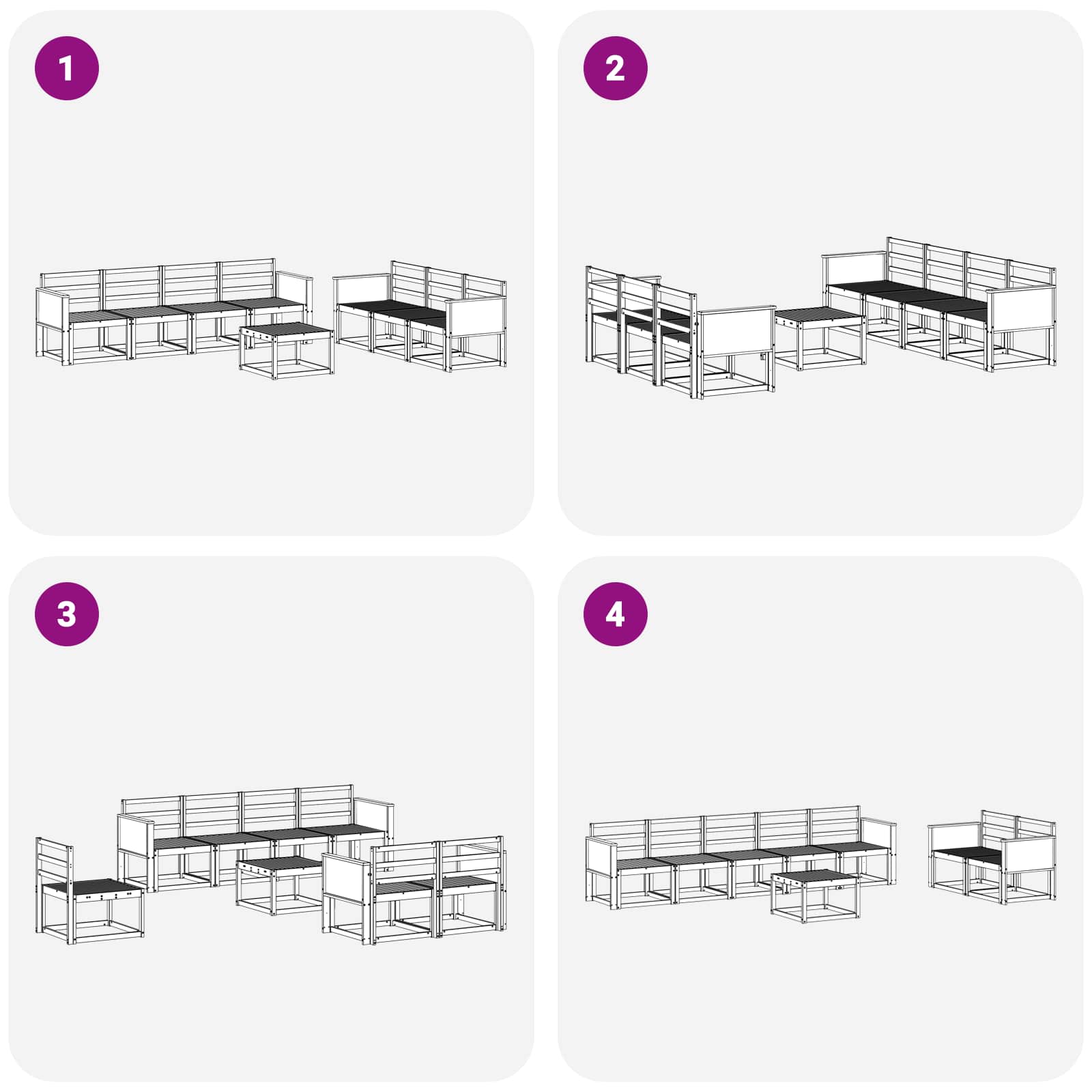 Conjunto de sofás de exterior 7 pcs Natural