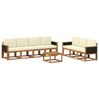 Conjunto de sofás de exterior con cojín 7 pcs Natural y Crema