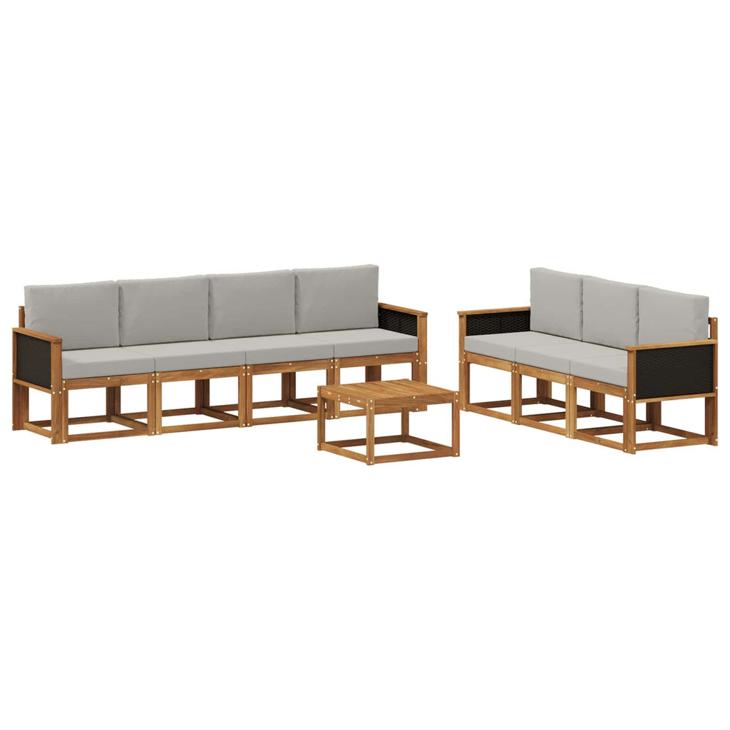 Conjunto de sofás de exterior 7 pcs Natural y Gris Claro