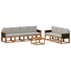 Conjunto de sofás de exterior 7 pcs Natural y Gris Claro