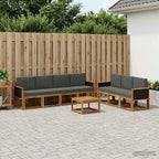 Conjunto de sofás de exterior 7 pcs Natural y Antracita