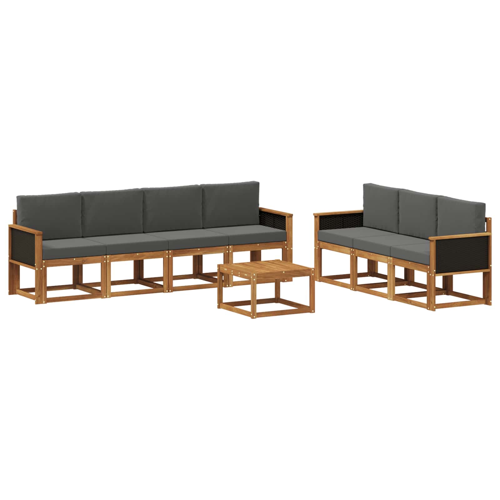 Conjunto de sofás de exterior 7 pcs Natural y Antracita