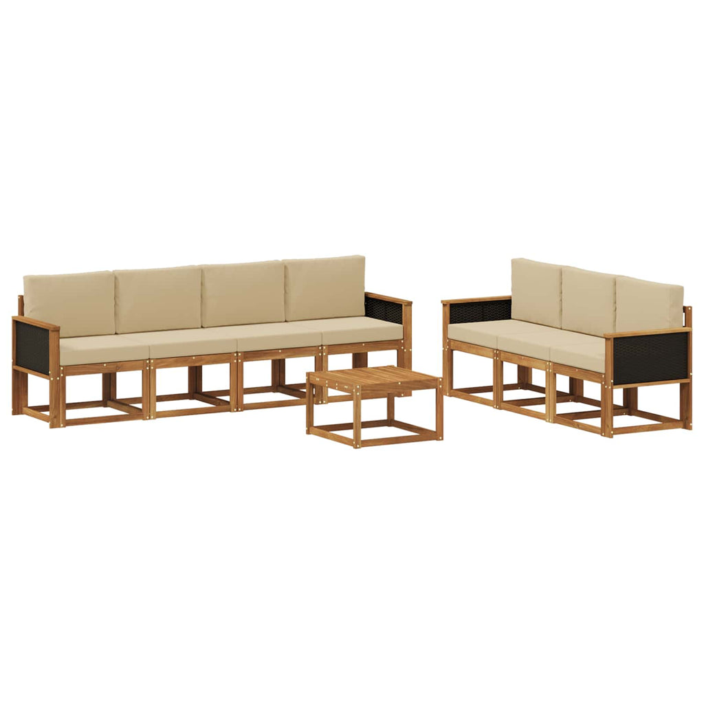 Conjunto de sofás de exterior con cojín 7 pcs Natural