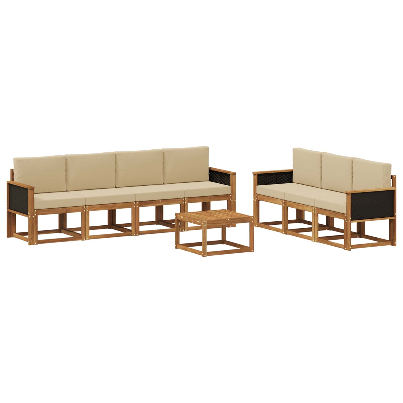 Conjunto de sofás de exterior con cojín 7 pcs Natural
