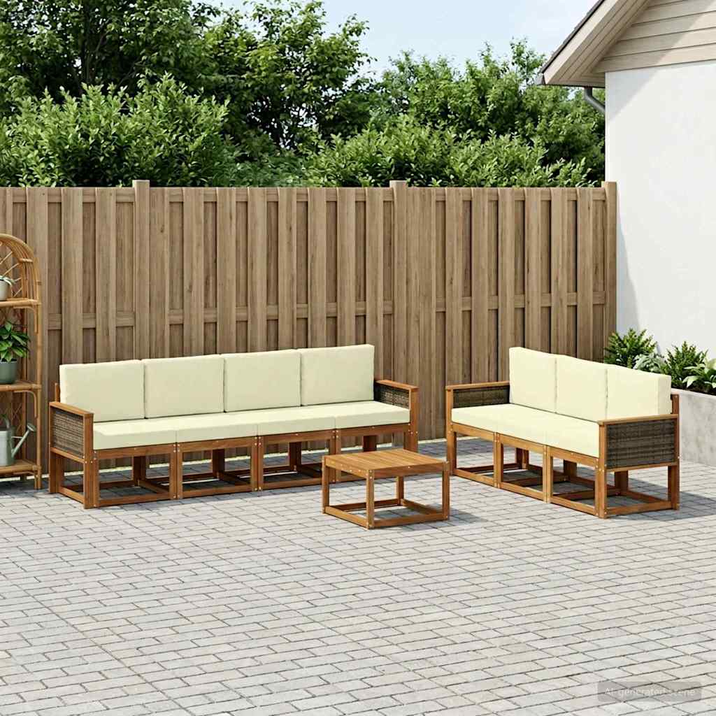Conjunto de sofás de exterior con cojín 7 pcs