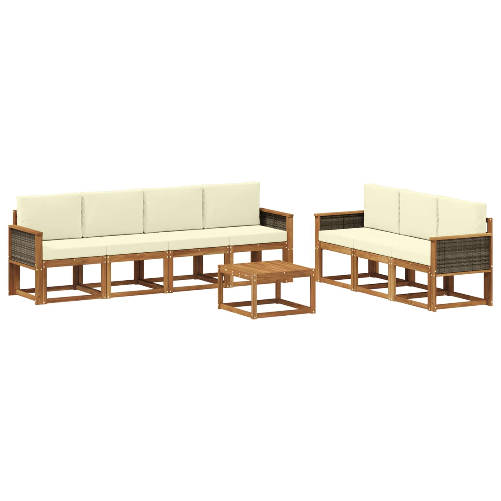 Conjunto de sofás de exterior con cojín 7 pcs