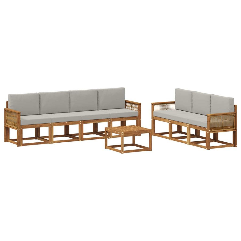 Conjunto de sofás de exterior 8 pcs Natural y Gris Claro
